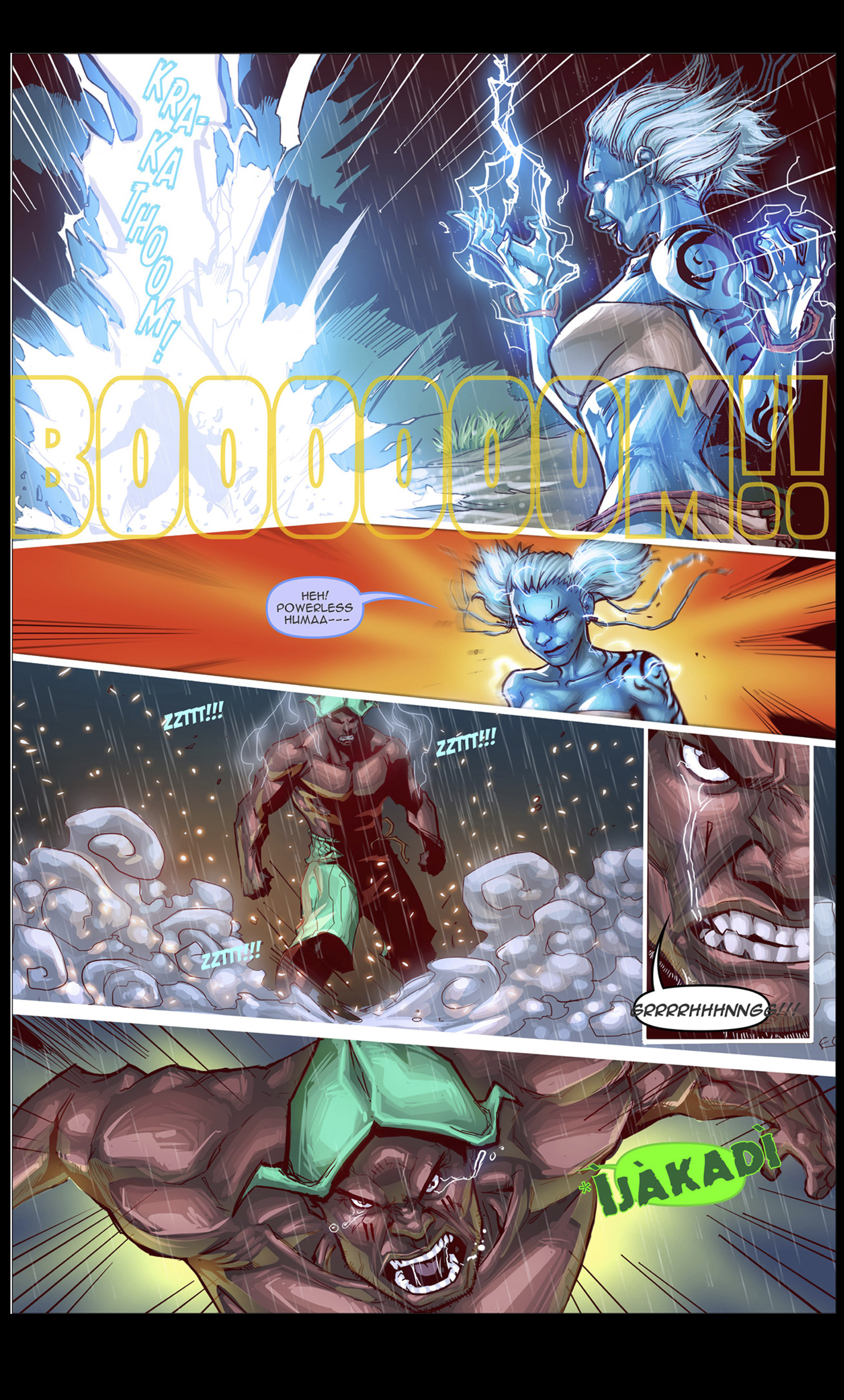 panel depicting fight between a mortal and a god from visionary ascension comic
