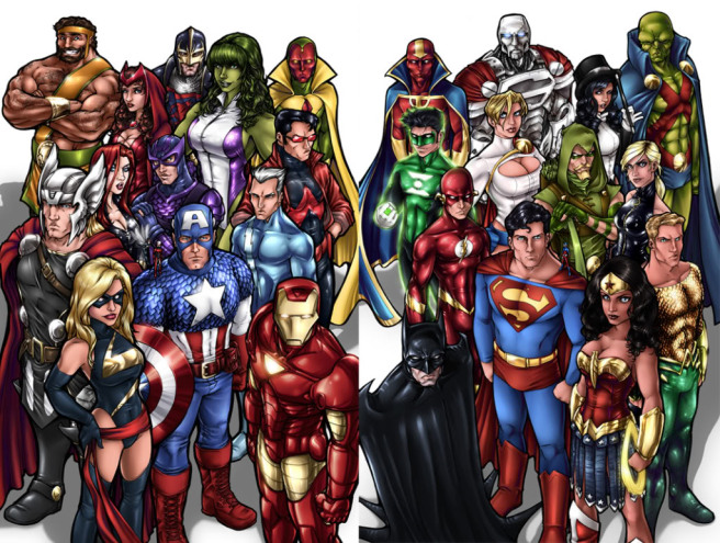 Marvel vs DC superheroes