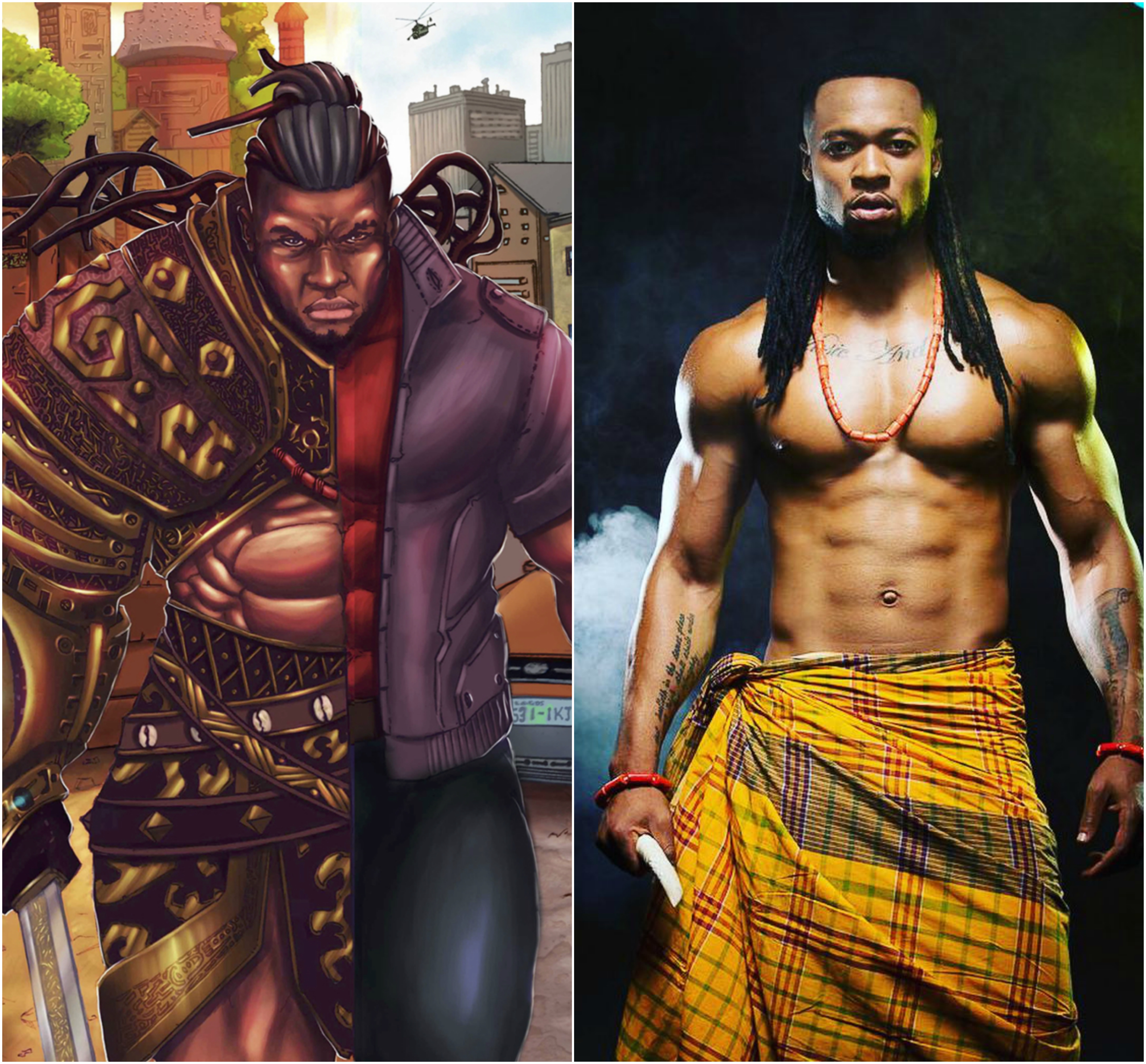 Alaric and Flavour side by side comparison in this African comic book, Scion: Immortal.