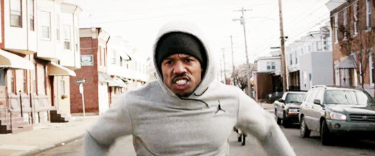 Animated GIF of a pumped Michael B Jordan from the movie Creed